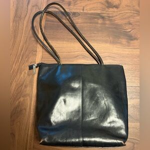 HOBO Black Leather with Rose Pink Interior Organizer Tote